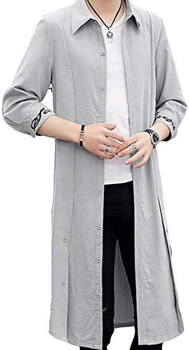 Debangniメンズ カーディガン ロング 膝長 黒 アウター ゆったり ふんわり 夏 秋 薄手 通気 シルエット コート ストリート系 ハンサム かっこいい