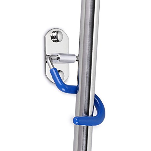 Heavy Duty Broom Mop Holder Organizer of 18/8 Stainless Steel, 4 Pack S-Type Space Saver Cleaning Tools Organizer Brooms Mops Rakes Mop Handle Holder for Kitchen Garage Bathroom (Wall Mounted - Blue)