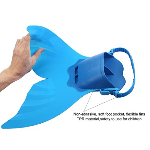 Sinwo Children Kids Mermaid Swim Fin Mermaid Monofin Tail Flipper Swimwear (Blue)