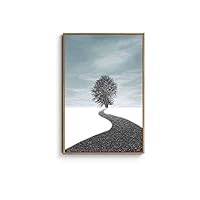 Framed Canvas Home Artwork Decoration The Road to The Distance Canvas Wall Art for Living Room Bedroom - 16x24 inches