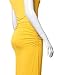 TWINTH Scoop Neck Styleish Sccop Neck Midi Slim Dress Yellow M