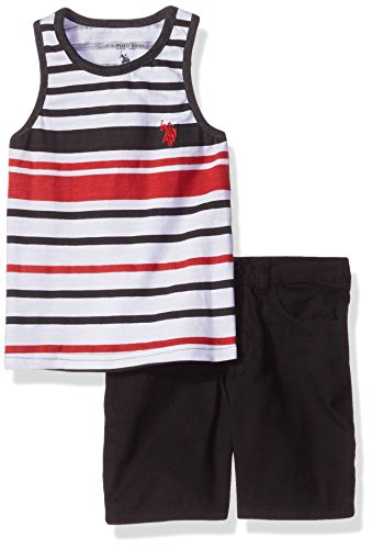 U.S. Polo Assn. Boys' Striped Tank Top and Four Pocket Twill Short Set