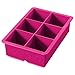 Tovolo King Cube Ice Mold Tray, Long Lasting Sturdy Silicone, Fade-Resistant, 2 Inch Cubes, Fuchsia