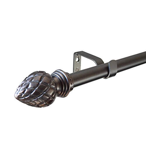 gbHome GH-6754OB Sublime Meridian Curtain Rod, 72-144 in Adjustable Length, 1 inch Rod, Oil Rubbed Bronze, For Heavy Curtains, Metal Window Treatment, Hanging Drapery Rod W/ Extending Pole, 6-12 Feet