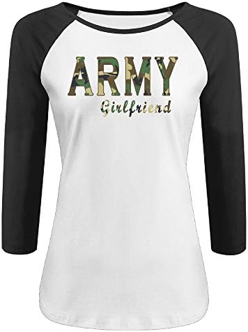 Womens Army Girlfriend Army Pride Baseball Athletic 3/4 Sleeve Tee Shirt
