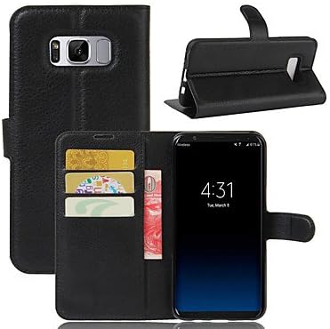 for Card Holder Wallet Shockproof with Stand Case Full Body Case Solid Color Hard PU Leather for Samsung (Color : Black, Compatible Models : Galaxy S6 Edge Plus)