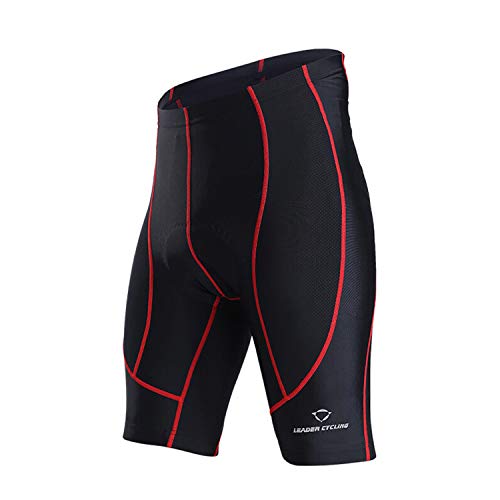 LEADER CYCLING Men's Cycling Shorts 3D Gel Padded Biking Bicycle Bike Pants Breathable Anti-Slip (L, Black-01)