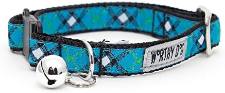 The Worthy Dog Bias Buffalo Plaid Adjustable Designer Nylon Webbing Pet Dog Collar, Fits Small, Medium and Large Dogs