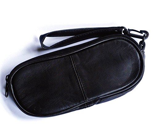 Boho Sun Moon Stars Black Leather Wristlet Eyeglass Sunglass Case Bohemian Accessories for Women