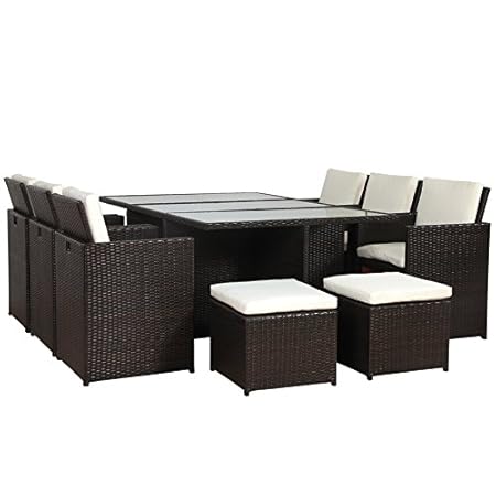 SVITA Poly Rattan Lounge Gartenset Braun Garnitur Polyrattan Aluminium-Rahmen kein Bausatz (Braun)