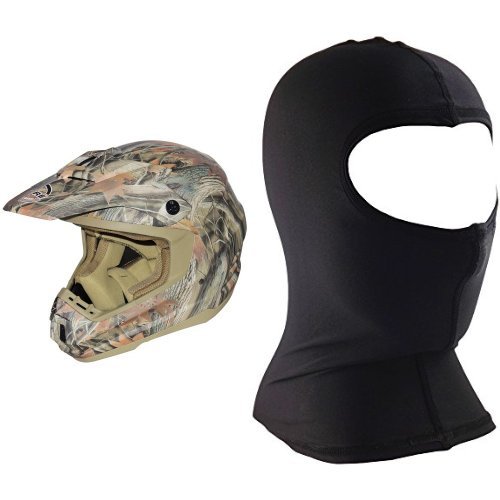 Core Forester MX-1 Off-Road Helmet (Tan Camouflage, X-Small) and Core Nylon Balaclava (Black, One Size) Bundle