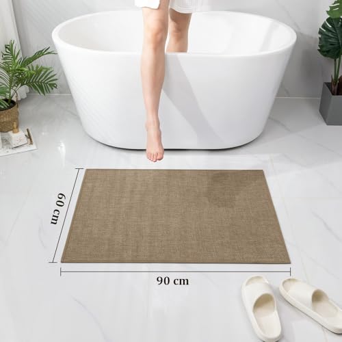 chakme Bath Mat 60 x 90 cm – Non-Slip Bath Mat with Rubber Backing – Non-Slip Washable Bath Mat – Shower Mat – Bath Mat – Bath Mat – Brown