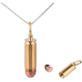 NHDT Brass and Purple Copper Bullet Cylinder Pendant Necklace for Mens Womens, It also Can be Used as a Mini Pill Holder on Keychain.
