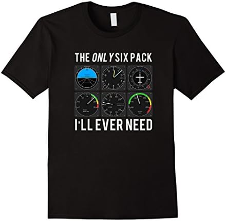 Men's Funny Pilot T Shirt - Airplane Flight Intruments XL Black