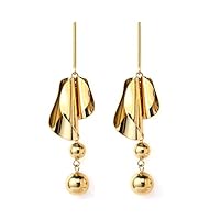 AiryAi Dangling Drop Earrings Inspired from Cherry Leaves and Round Fruits 20K Gold Plated Over Highly Polished Metal Long and Big Dangles for Women & Girls Allergic-Free Best Fit for Evening Dress