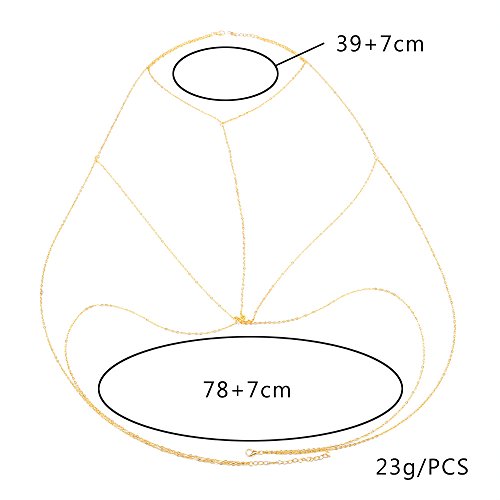 VITORIA'S GIFT Sexy Gold Tone Body Chain Tassel Crossover Adjustable Bikini Fashion Belly Chain Waist Chain Necklace(1 Pcs) (Cross-V-gold)