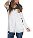 Dreamtravel Womens Long Sleeve Round Neck Elbow Patch Blouse T Shirt Tops