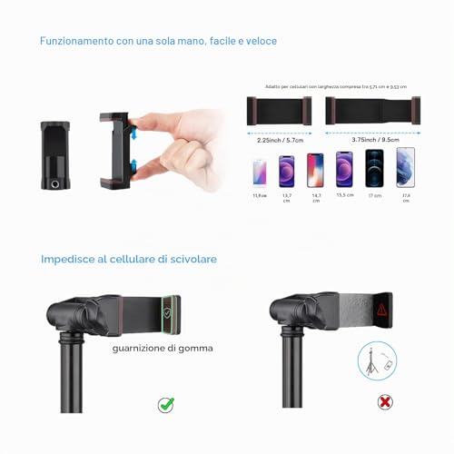 Victiv Smartphone Tripod Aluminium 172 cm, Smartphone Kickstand with Remote Control and Mobile Phone Holder, Selfie Stick Tripod Compatible with iPhone 17/16/15/14/13/12 Pro Max