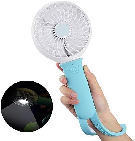 SANMU 3 Speeds Electric Portable Rechargeable LED Light Mini Blue Handheld Fan Outdoor Travel