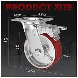 Casters Set of 4 Heavy Duty 6 inch Caster Wheels