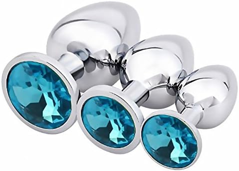 LongDe 3pcs Luxury Gem Jeweled Design Stainless Steel Plug Anales(SkyBlue)