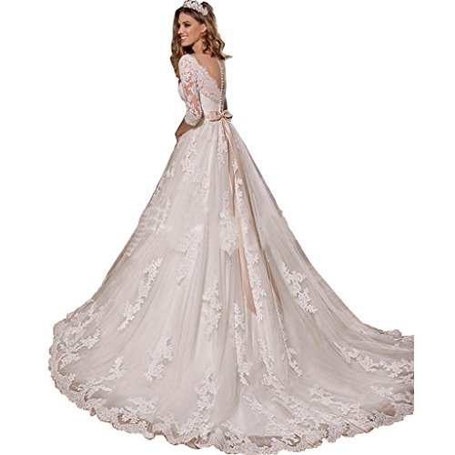 Chady Elegant Applique Lace Wedding Dresses 2021 Ball Gown Long Sleeves
