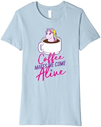 Women's Unicorn Coffee Shirt Girls Women Magic Pony Comes Alive Small Baby Blue