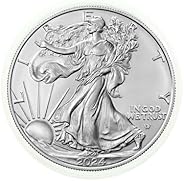 2024 American Silver Eagle .999 Fine Silver in Direct Fit Air Tite with our Certificate of Authenticity Dollar