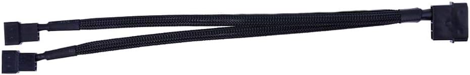 Sleeved Molex to x2 PC Fan Splitter Cable, 27cm, Black - Pack of 2, 2 Fan - Pack of 2 - Image 3