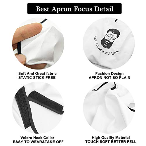 Beard Apron for Man Shaving Beard Hair Clippings Cape Trimming Bib Non-Stick Hair Catcher Grooming Cloth Beard Shaping Tool - Perfect Gift (White) - Thumbnail 2