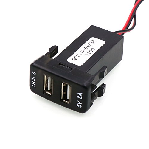 QC3.0+5V 3A Dual USB Power Socket, Quick Charge Car Charger USB Adapter for Smart Phone PDA iPad iPhone Android GPS Use for TOYOTA