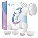 Closeup Care's 6 Piece Waterproof Facial Brush Cleansing System for Face & Body. Rotating Spin Heads Exfoliate & Scrub Skin, Remove Blackheads, Pore Cleanser, Acne Reducer, Microdermabrasion Set