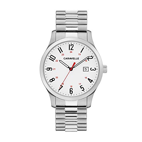 Caravelle Men's Quartz Stainless Steel Dress Watch, Color:Silver-Toned (Model: 43B153)