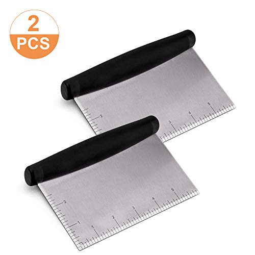 Metal Griddle Scraper Chopper, HaSteeL Stainless Steel Bench Pastry Scraper Dough Cutter with Measuring Marks, Multi-purpose Kitchen Tool for Flat Top Grilling/Baking/Cooking, Dishwasher Safe (2-Pack) - Thumbnail 7