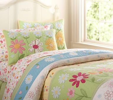 Amazon Com Pottery Barn Kids Green Daisy Garden Quilted Bedding