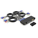CKLau 4Kx2K Ultra HD 4 Port HDMI Cables KVM Switch Control 4 Computers/DVR/NVR with USB 2.0 Hub and Audio Support Keyboard Mouse Switching for Linux, Windows, Mac, Unix