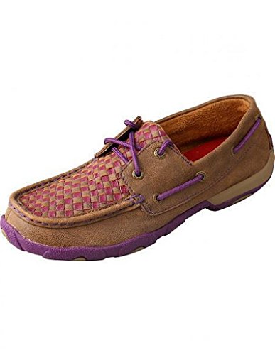 Twisted X Women's Bomber And Purple Check Driving Mocs - Wdm0025