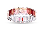 AFFY 18K White Gold Plated Emerald-Cut Multi Color