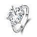 Erllo 5.5 Carats Cushion Cut 925 Sterling Silver Sona Diamond Cubic Zirconia CZ 3 Stone Engagement Wedding Ring