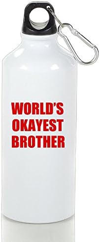 World's Okayest Brother Aluminum Vacuum Insulated Sport Water Bottle White 400ml