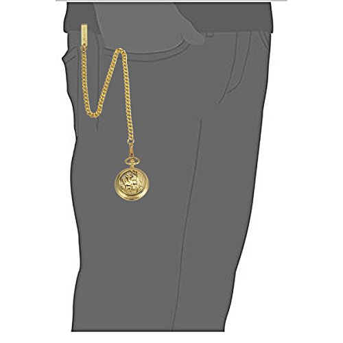 ManChDa Antique Stainless Steel Chain for Pocket Watch Gold-Plated 14Inch - Thumbnail 4