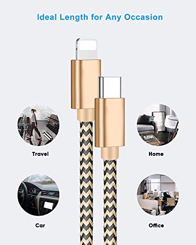 USB C to Lightning Cable 2 Pack 5FT,USB C iPhone Charger Cable Nylon Braided USB Type C to Lightning Cable Fast Charging Syncing Cable for iPhone 11 Pro/11/XR/XS/AirPods Pro/iPad Air/iPad Pro