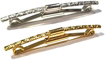 2 SHORT Ornate Collar Pin Bar Gold Silver Tie Pin Clip Guard Clasp Keep Ties Stays Down (Short 2in. Length)