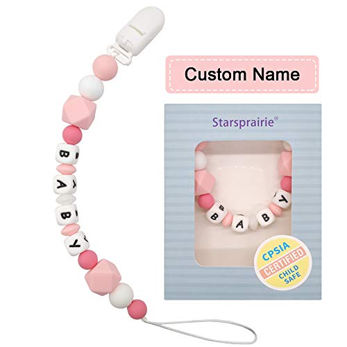Custom Pacifier Clip Baby Teething Toys Personalized Name Pacifier Clip BPA  Free Silicone Beads Binky Holder f