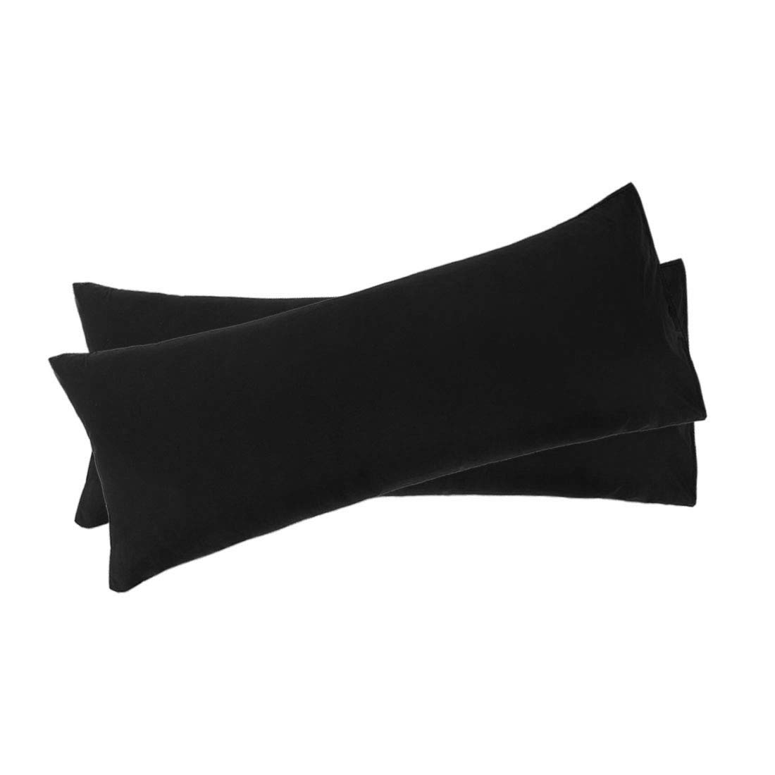 sourcing map Bolster Pillowcase Soft 1800 Series Microfiber 90 Gsm Ployester, Set of 2 Long Pillow Covers for Body Pillows 4ft, 4.5ft, 5ft, 6ft Black Body(51cmx152cm)