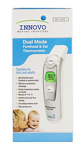 Innovo Medical Digital Forehead and Ear Thermometer Upgraded Model - Temperature and Fever Health Alert Clinical Monitoring System for Children and Adults - CE and FDA Cleared (Certified Refurbished)