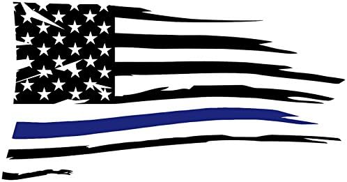 American Flag Sticker Vinyl Decal Clear Transparent 8.4" x 4.5”, Thin Blue Line, Police Lives Matter, for Cars, Trucks, Bumpers, Windows and Accessories (Large)
