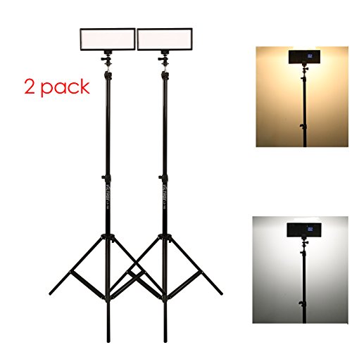 ( 2 pack) VILTROX video lighting kit,L132T LED Light with light Stand, 2m AC adapter, 0.78