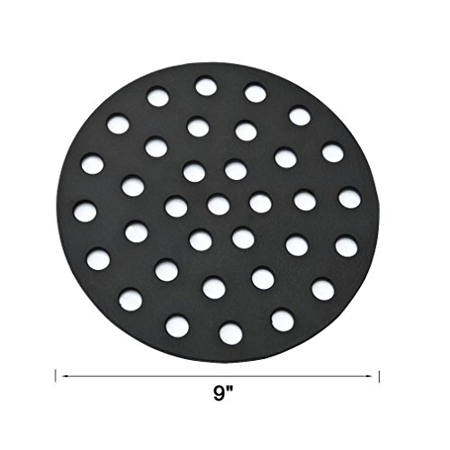 BBQration 9-inch Solid Cast Iron High Heat Charcoal Fire Grate for BGE Large, Fits Large or MiniMax Big Green Egg grills, Kamado Joe classic, Primo Grill or other ceramic kamado cooker 18"