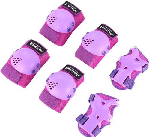 BOSONER Knieschoner Kinder Schoner Inliner Protektoren 6er Set Schützer Inliner Inline Skates Knie Und Ellenbogenschützer Schutzausrüstung Knieschützer Skateboa